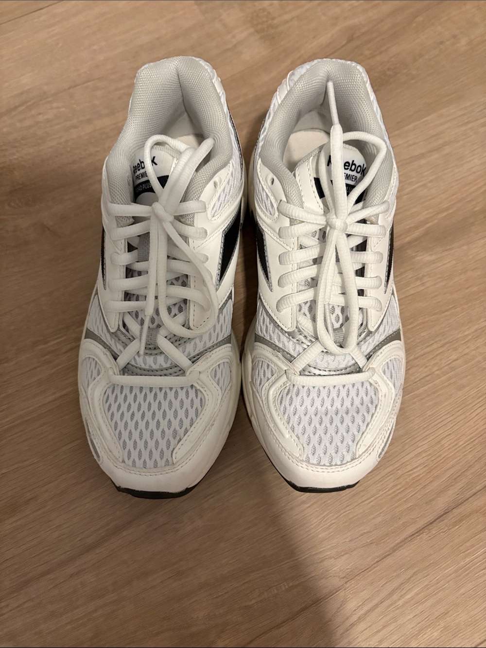 Reebok White and Black Mesh Running Sneakers